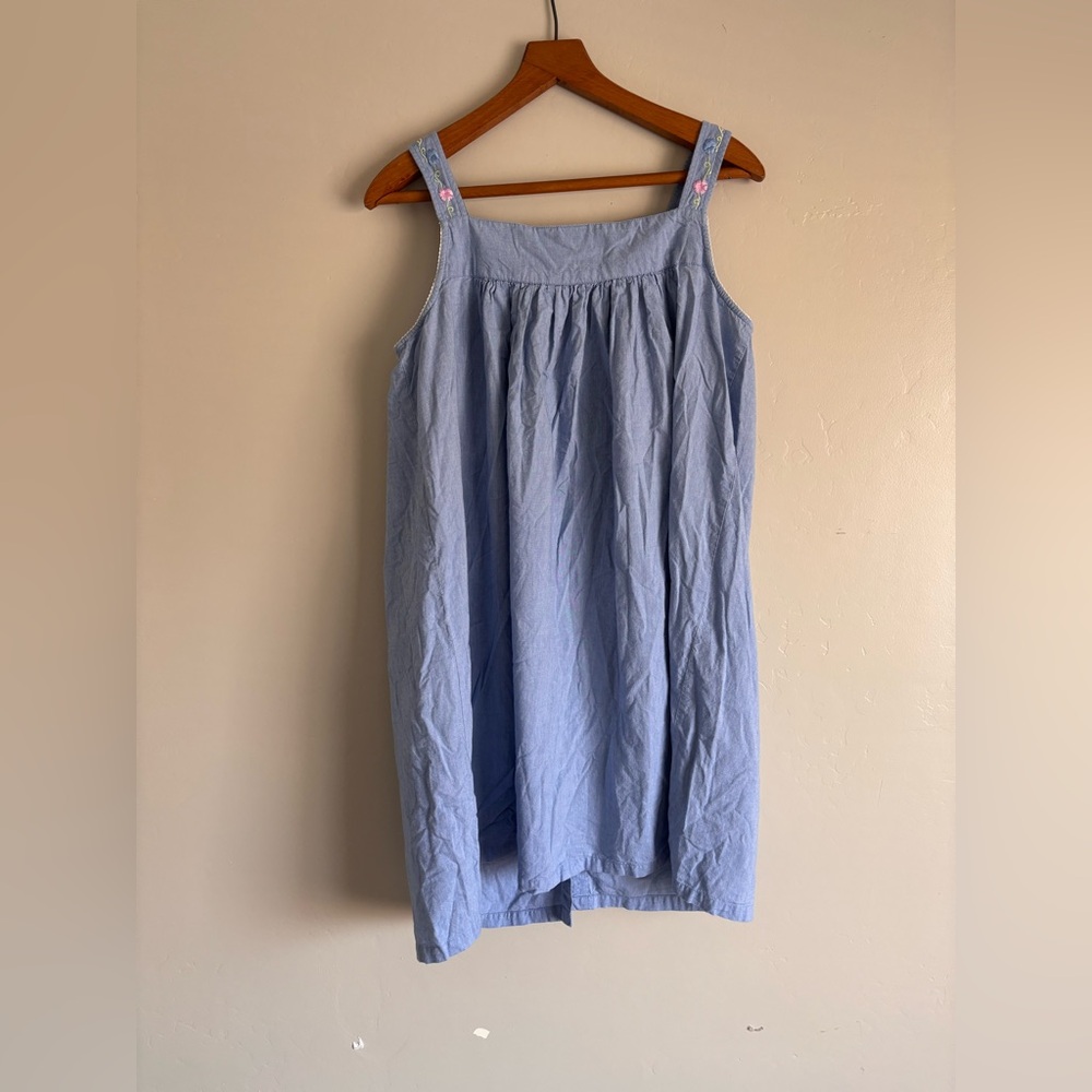 Vintage Gilligan & O'Malley Size XXL Blue Floral Trim 100% Cotton Sleepwear - Picture 2 of 3
